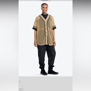 Tan Mesh Button-Up Hip Hop Dance Costume